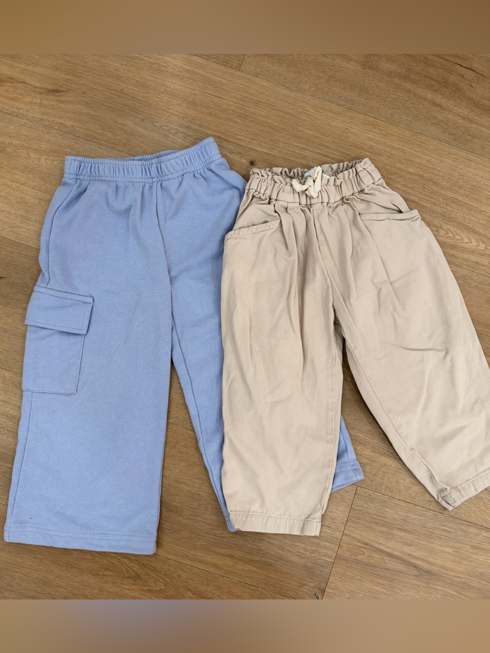 Zara & Grayson mini Kids Beige and Light Blue Elastic-Waist Bottoms bundle